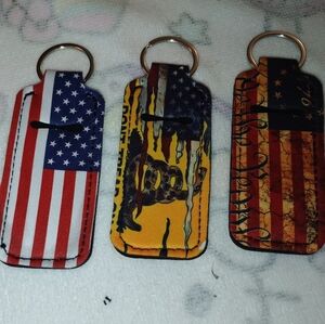 Patriotic American Flag Keychain 3 Piece Set